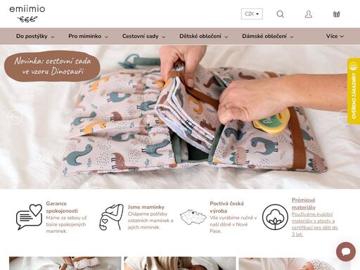 výbavička do postýlky, praktické cestovní přebalovací sady a kvalitní pohodlné oblečení pro nejmenší.