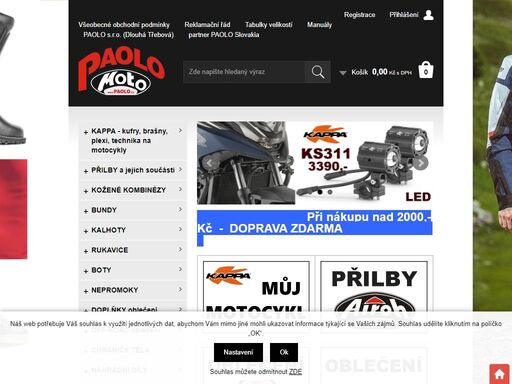 vybavení pro motorkáře a motocykly.