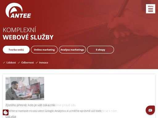 tvoříme internetové stránky na míru a poskytujeme kompletní webový servis. od roku 2000 jsme spustili přes 4 000 webů. prohlédněte si naše reference.