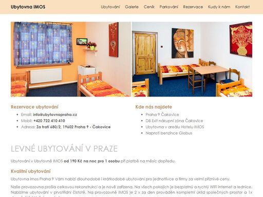 ubytování v ubytovně imos od 175 kč na noc pro 1 osobu ? pro dlouhodobé i krátkodobé ubytování. s vybavením ? vlastní parkoviště ?