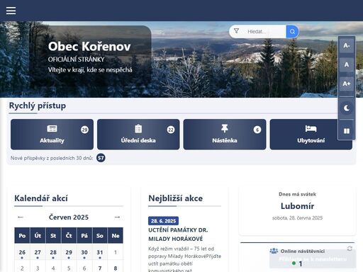 oficiální stránky obce kořenov - základní informace, kontakty, fotogalerie, ubytování a další ...