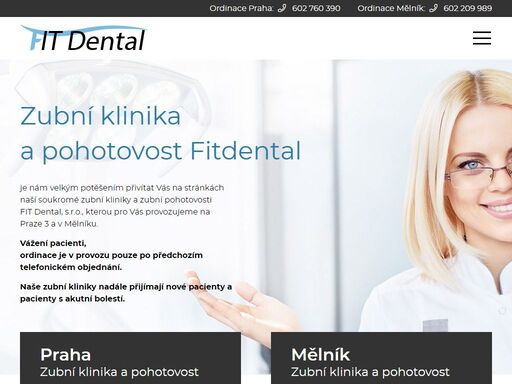 zubní pohotovost praha je moderní zubní ordinace. zubní pohotovost pro pojištěnce zdravotních pojišťoven i nepojištěné! zubní klinika fitdental.