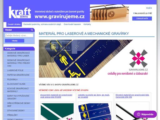 gravírujeme a prodáváme materiál pro laserové gravírky kraft servis s.r.o.