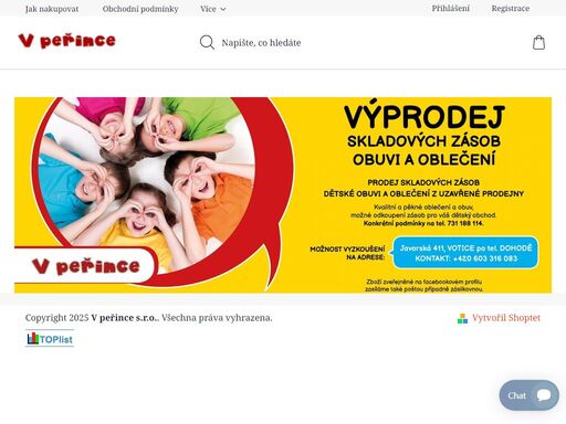 výprodej dětského oblečení a obuvi z uzavřené prodejny v peřince.