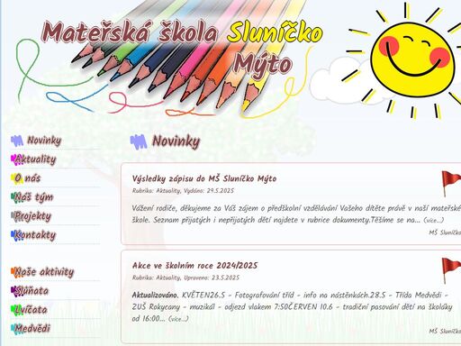 mateřská škola sluníčko mýto - webové stránky naší školky, kam děti chodí rády