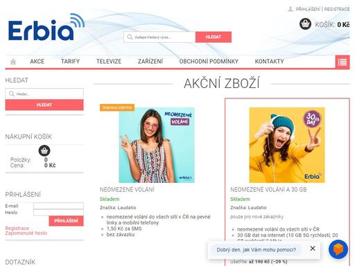 moderní mobilní operátor s neomezenými tarify bez závazků.