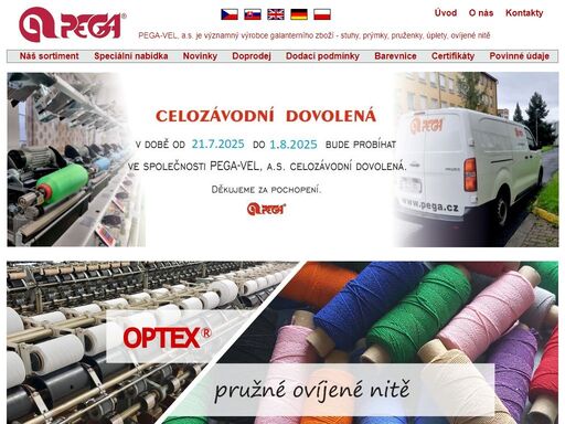 pega-vel, a.s. je významný výrobce galanterního zboží - stuhy, prýmky, pruženky, úplety, ovíjené nitě