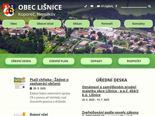 oficiální stránky obce lišnice