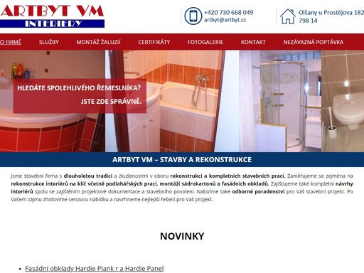rekonstrukce koupelen a interiéru. renovace bytových jader, plovoucí podlahy, obklady, dlažba, obkladové panely, lišty, pvc, vybavení koupelen, koupelnové doplňky.