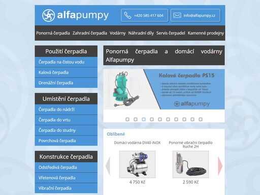 alfapumpy s.r.o., ponorná čerpadla a domácí vodárny