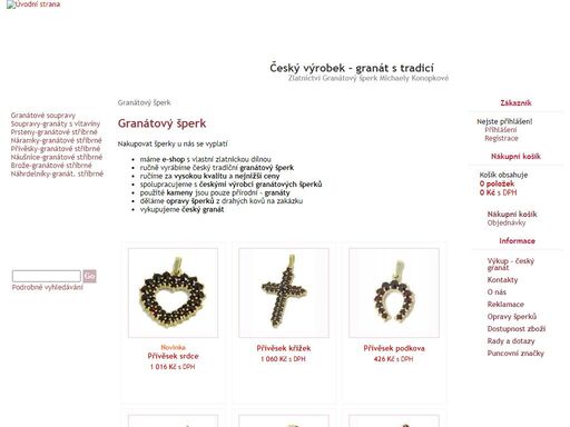 český výrobek  - granát s tradicí - granátový šperk - e-shop s tradičním českým granátovým šperkem s přírodními kameny - granáty.