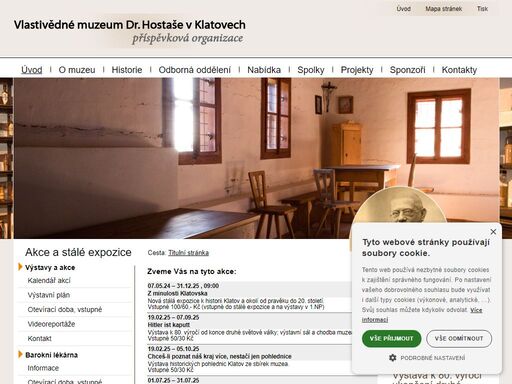 historie, současnost, akce, výstavní plán, aktuality, stálá expozice historie klatovska, barokní lékárna u bílého jednorožce v klatovech, expozice lidové architektury v chanovicích