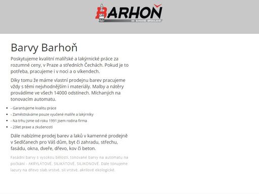 barvy barhoň je firma sídlící v sedlčanech. nabízíme barvy, laky, míchání barev, poradenství.