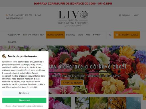 livouk.cz - umělé květiny, dekorace a dárkové zboží 