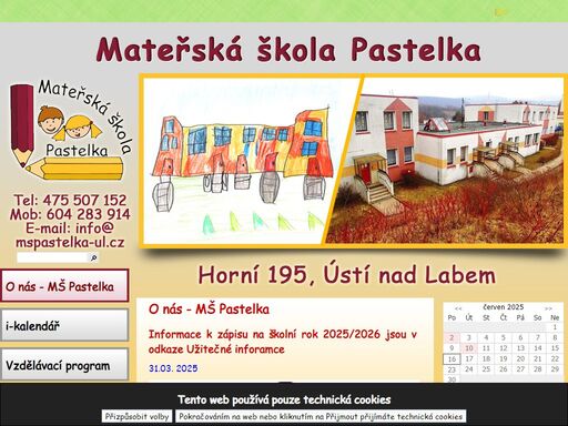 součástí mš pastelka jsou tři třídy - berušky, sluníčka a káčátka. školka pořádá tématické dny, s dětmi navštěvujeme různé kulturní a společenské akce. prostředí mš je rodinné a přátelské.