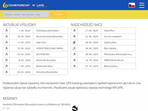 championchip - čipová časomíra. čipová časomíra mylaps. championchip se postará o registraci závodníků, změření časů a zpracování výsledků. championchip nabízí čipové měření závodů. měříme závody čipovou technologií. jsme specialisté na časomíru, gps tracking a komplexní zajištování sportovních akcí libovolného druhu. moderní čipová technologie, sofistikovaný software a zkušený personál garantuje profesionální přístup.