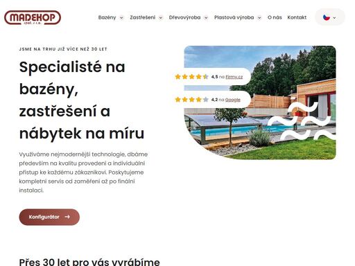 vyrábíme plastové bazény, zastřešení bazénů, bazénové rolety a nábytek na zakázku.