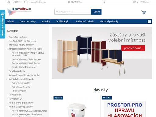 vybavení pro volební místnost na specializovaném eshopu provolby.cz. volební urny, zástěny, vlajky, statní znaky a ostatní potřeby do volební místnosti.
