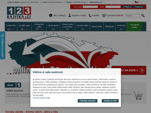 jednoduchý online návrh, barevné provedení otisku, dodání kurýrem do 24 hodin po celé čr.