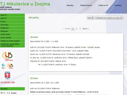 oficiální stránky fotbal jevišovice - mikulovice