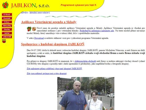 jablkon: počítače, sítě, software, internet, intranet. firma je 602professional. vlastní software: docházkový systém, tarifikace telefonních hovorů, příjmy a výdaje, ordinace pro lékařské praxe, veterinární agenda, aj.