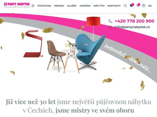 party nábytek - půjčovna nábytku a vybavení. nábytek a další vybavení pro kulturní, společenské, veřejné, firemní i soukromé akce, konference, koncerty, výstavy, veletrhy, svatby atd.