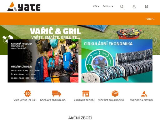 yate - outdoor, fitness, lukostřelba. yate je česká značka vybavení pro outdoor a kemping, fitness a lukostřelbu. máme kamennou prodejnu, vlastní továrnu, kde vyrábíme část produktů a hlavně více než 30 let úspěšného fungování. kromě naší značky yate distribujeme do čr i portugalské zavírací nože mam, sportovní…