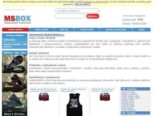 msbox.cz  nabízí kompletní prodej sortimentu obchodů elektro,elektronika,počítače,zahrada,nábytek,knihy,lékarna,hračky,autosedačky,pneumatiky