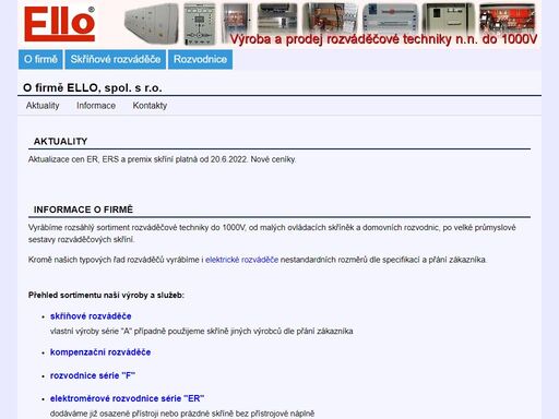 ello, elektrické rozváděče, elektroměrové rozvodnice, kompenzační a staveništní rozváděče