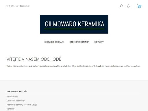 vítejte v našem obchodě. vítáme vás na naší webové stránce kde najdete keramické doplňky pro váš dům či byt. v případě nejasností či dotazů nás neváhejte kontaktovat, rádi vám poradíme.