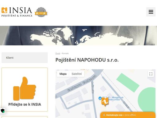 insia a.s. praha. jste makléř nebo zájemce o pojištění? kontaktujte naše specialisty nebo se na nás obraťte přes kontaktní formulář.