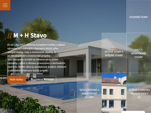 naše služby v oblasti výstavby zahrnují projekty od rodinných domů a bytových komplexů, přes veřejné stavby, haly a montované objekty, až po developerské a investorské projekty.