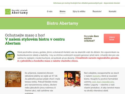 ekofarma v krušných horách s vlastním bistrem, řeznictvím a sýrárnou. ochutnejte špekáčky z vyzrálého hovězího masa nebo oceněné bio sýry.