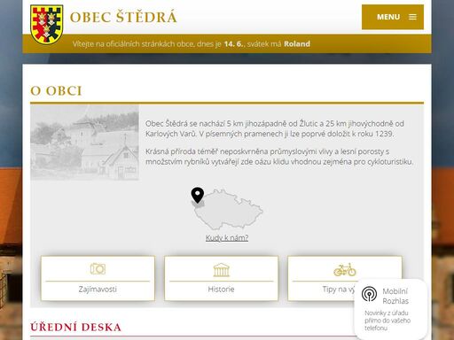 obec štědrá se nachází v okrese karlovy vary, kraj karlovarský, zhruba 5 km jihozápadně od žlutic a 25 km jihovýchodně od karlových varů.
