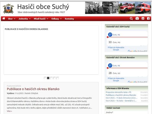 web dobrovolných hasičů obce suchý