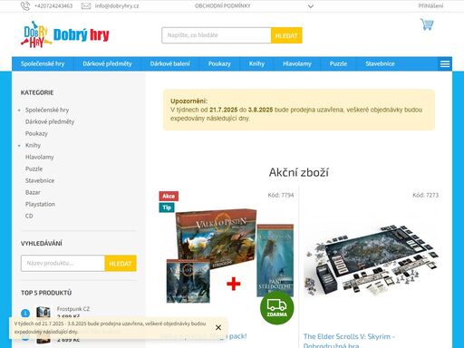 vítejte v našem obchodě!. vítáme vás v obchodě zaměřeném na deskové hry, puzzle a hlavolamy. 