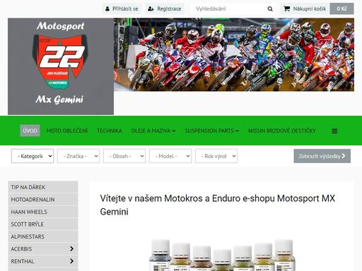 motokros, gaerne, zeta racing, progrip, alpinestars, ufo plast, acerbis, monster, nissin,leatt brace, motomaster, airoh, renthal, čz chain, honda, yamaha, kawasaki, suzuki, ktm, husqvarna