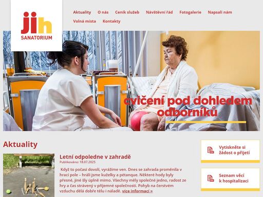 sanatorium jih je nestátní zdravotnické zařízení s celodenní ošetřovatelskou lůžkovou péčí.