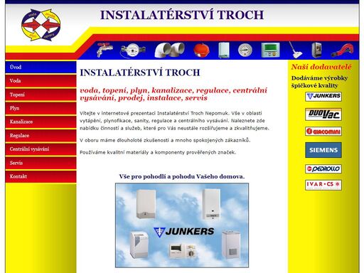 voda, topení, plyn, kanalizace, regulace, centrální vysávání, prodej, instalace, servis