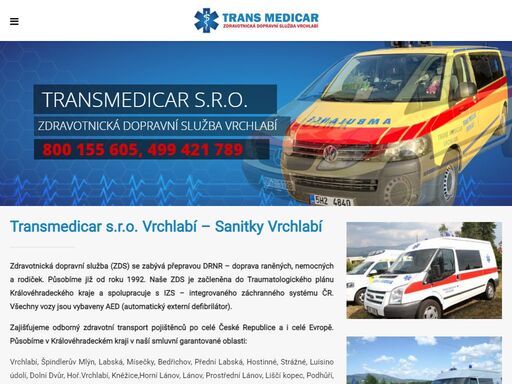 trans medicar s.r.o. sanitky vrchlabí. zdravotnická dopravní služba vrchlabí.zajišťujeme odborný zdravotní transport pojištěnců po celé čr a celé evropě.