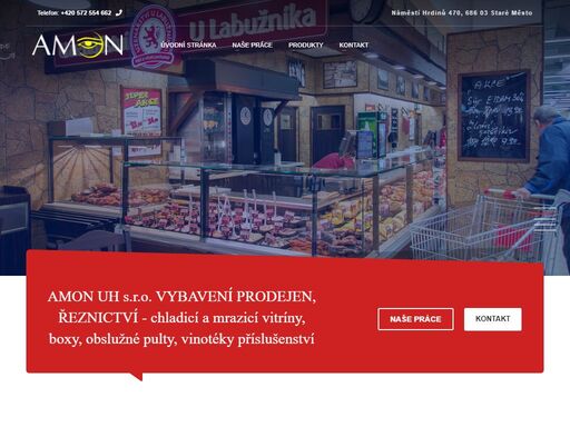 amon uh s.r.o. vybavení prodejen, řeznictví - chladící a mrazící vitríny, boxy, obslužné pulty, vinotéky příslušenství