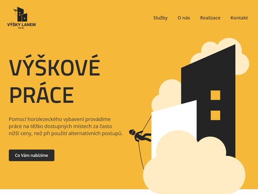 provádíme výškové práce pomocí lanové techniky. rychle, bezpečně a levně – bez nutnosti lešení či plošiny. zajistíme i havarijní opravy.