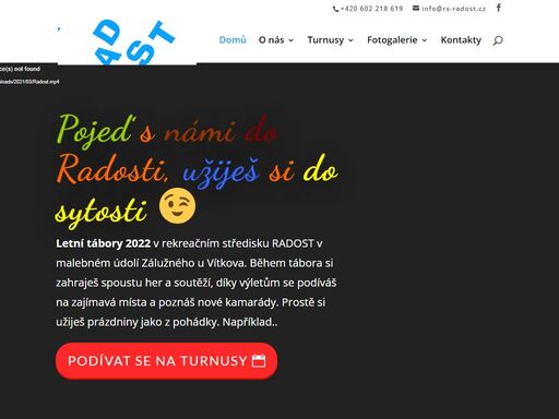 letní tábor 2021 v rekreačním středisku radost v malebném údolí zálužného u vítkova. během tábora si děti zahrají a užijí spoustu her, soutěží a výletů po okolí.