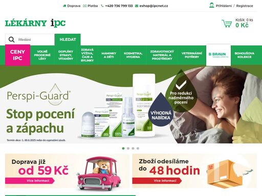 online lékárna ipc nabízí více než 12 000 produktů skladem ihned k expedici. vybírejte ze širokého sortimentu volně prodejných léků, doplňků stravy, kosmetiky nebo dětské výživy. nakupujte za skvělé ceny a s možností dopravy zdarma! 
