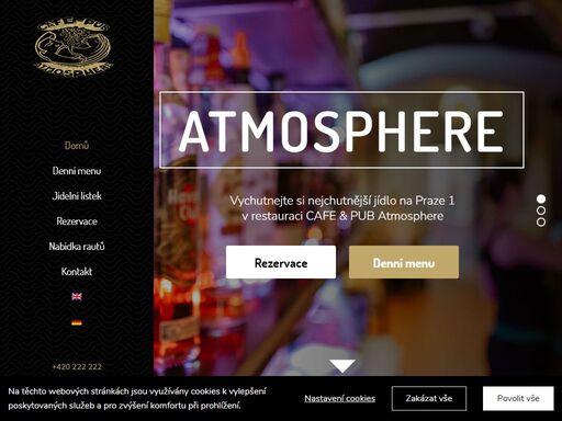 vyzkoušejte příjemné domácí prostředí v atmosphere cafe pub. tankové pivo, italská i česká vína, dobrá jídla, barbox muzika a příjemná obsluha.