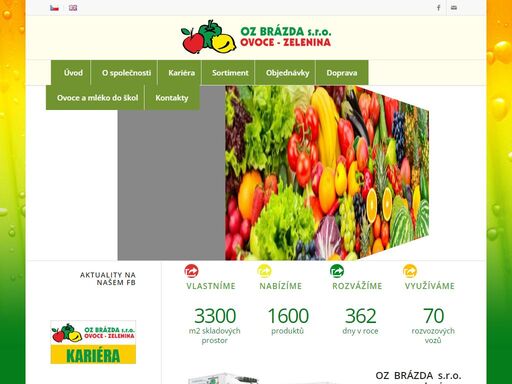 oz brázda s.r.o. - čerstvé ovoce a zelenina po celý rok. rozvážíme 362 dny v roce a nabízíme více než 1600 druhů sortimentu.