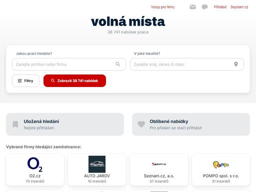 volnámísta.cz nabízí denně tisíce aktuálních volných pracovních míst. nabídky práce, brigády a zaměstnání na částečný úvazek od přímých zaměstnavatelů.