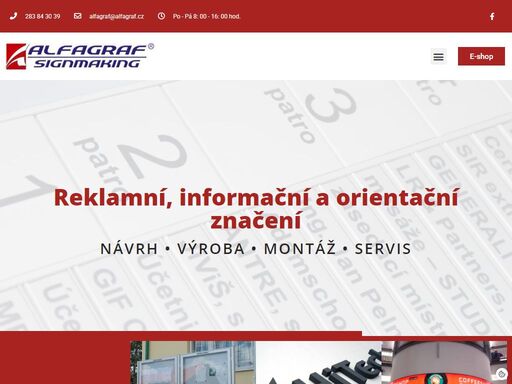 vyrábíme firemní štíty, cedule, informační a orientační tabule. samolepící fóliové nápisy a polepy. gravírované cedule. světelné reklamy, totemy. prezentační stojany, bannery, vitríny.