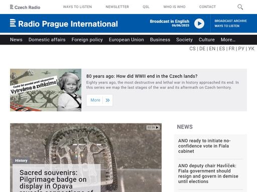 czech republic, news coverage, interviews, features and an online archive in six languages.