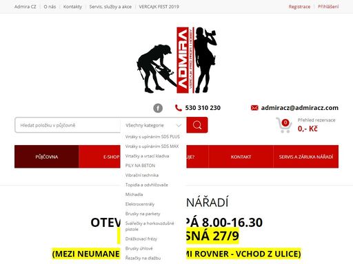 admira nářadí - půjčovna nářadí brno. prodej, servis a půjčovna nářadí pro jednotlivce, malé, střední  i velké firmy, včetně profesionálního poradenství. 